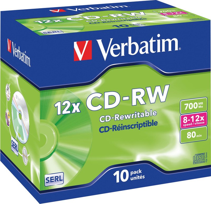 Verbatim CD-RW 700/80/8-12x Jewel Case à 10 Pic1
