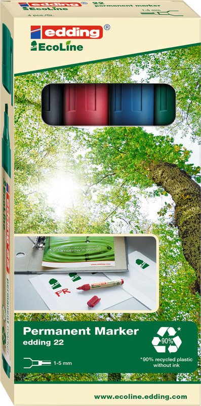Edding Permanentmarker 22 EcoLine 1-5mm 4er Etui Pic1