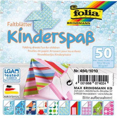 Folia Faltblätter Kids 100 x 100 mm 80gr à 50 Pic1
