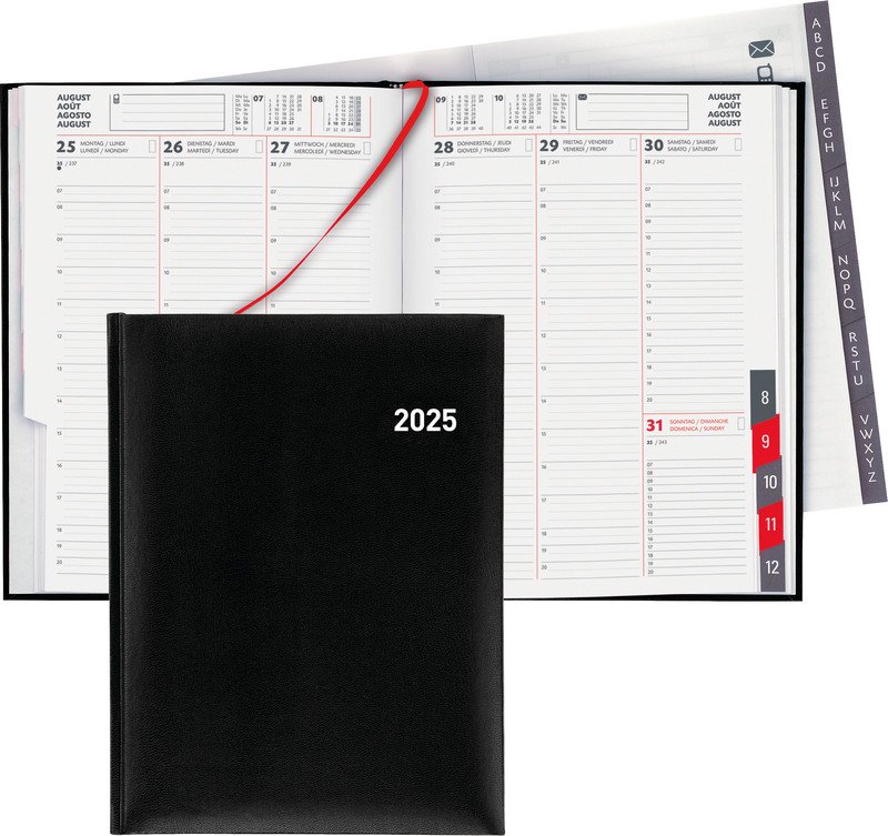 Biella agenda commercial Orario 2025 1S/2P noir Pic1