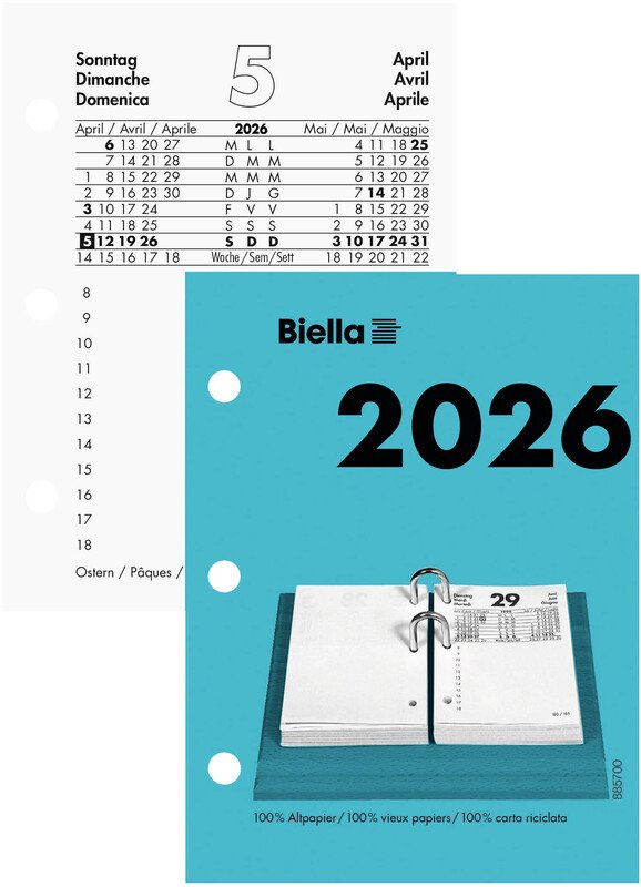 Biella Umlegeblock gelocht klein 2026 8 x 10,8 cm 1T/1S Pic1