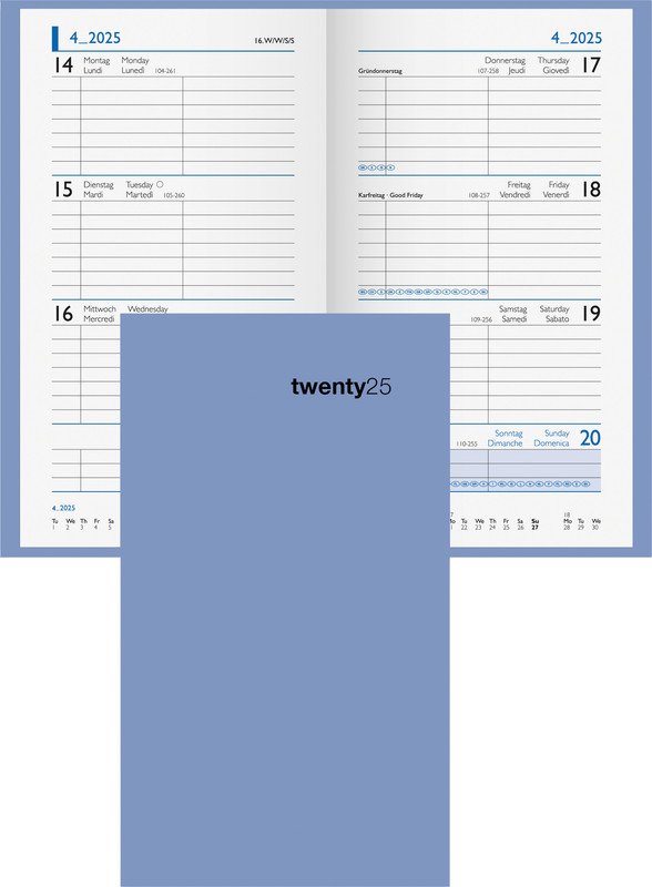 Biella agenda de poche Colorful 7 2025 1S/2Pbleu Pic1