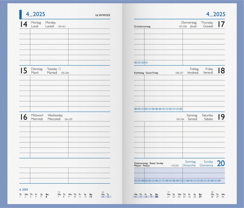 Biella agenda de poche Colorful 7 2025 1S/2Pbleu Pic2