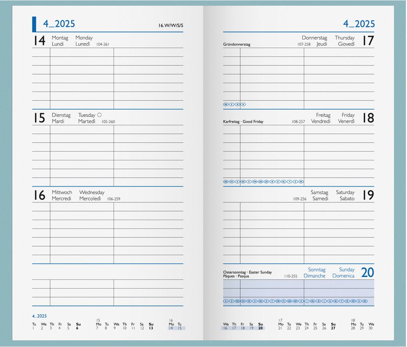 Biella agenda de poche Colorful 2025 1S/2P vert clair Pic2
