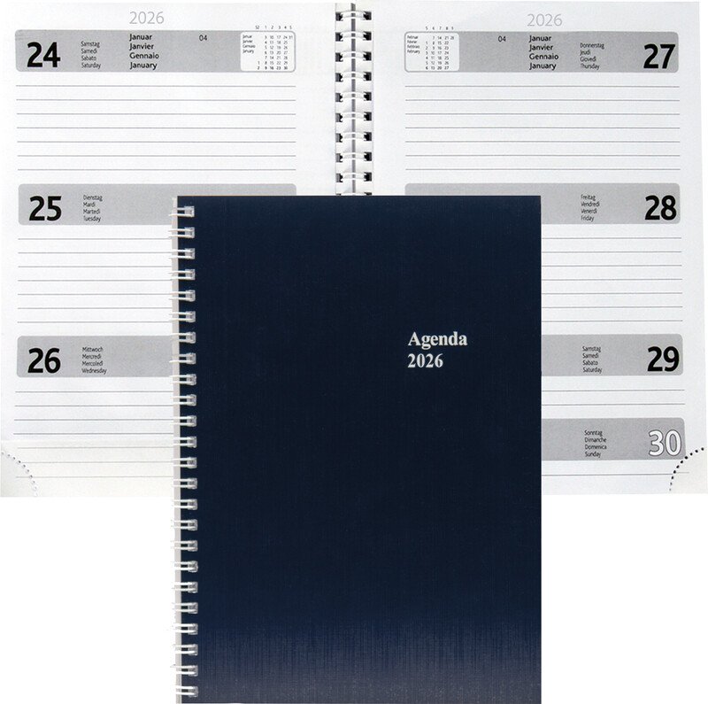 Simplex agenda commercial 2026 A5 1S/2P bleu Pic1