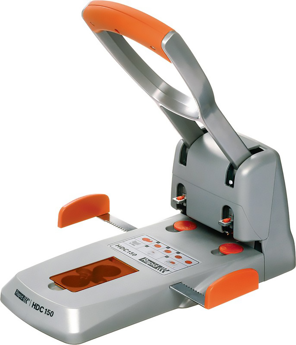 Rapid Registraturlocher HDC150 silber/orange Pic1