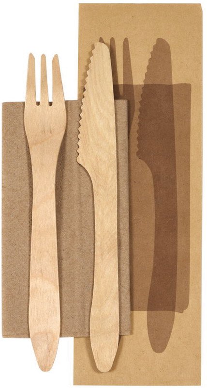 Duni Holz-Besteck Set BioPak aus Birkenholz 19cm à 400 Pic1