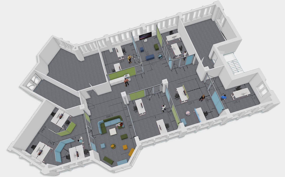 3D-Modell zur Büroplanung