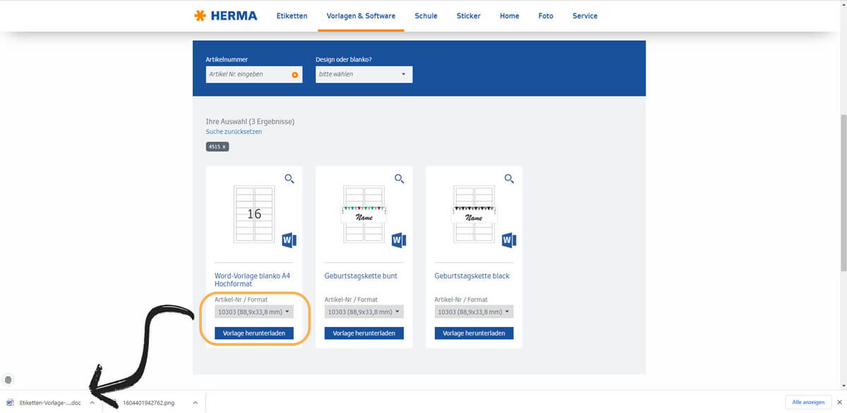 Etikettenvorlagen für Word von Herma herunterladen