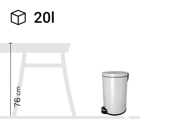 Grössenvergleich Helit Tretabfallbehaelter The Silent 20l weiss